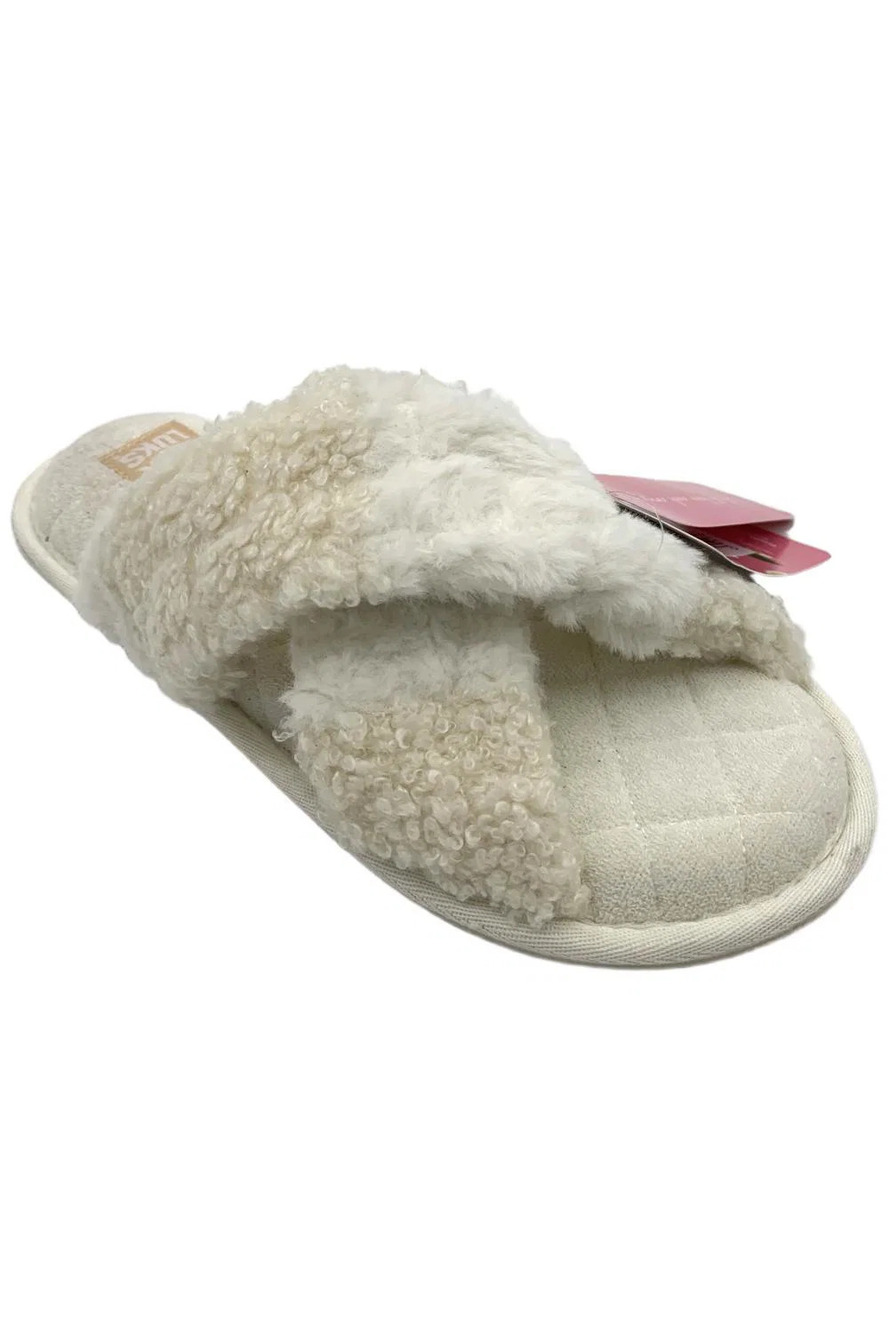 Muk Luks Women's Perley Slip-On Slide Slippers Ivory - Medium